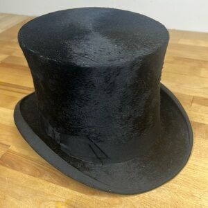 Antique Lyons London The King Hat 🎩 Elegant Black Top Hat 'Beaver' Formal